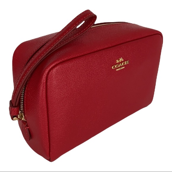 Coach Red Leather Boxy Cosmetic Case 20 - Picture 2 of 13